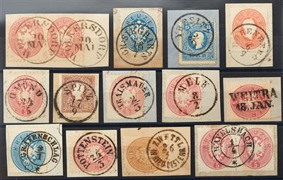 ö Abstempelungen 1850/64 Briefstück/gestempelt - Niederösterreich: 16 Abstempelungen von Zwettl, - Briefmarken