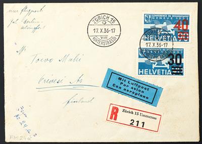 Schweiz Poststück - 1936 Flugpostmarke - Francobolli