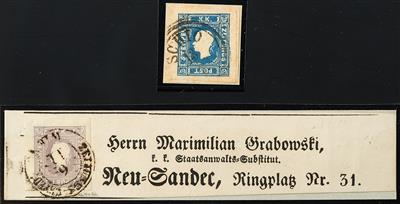 Zeitungsmarken 1858 Poststück/Briefstück/gestempelt - 1,05 Kreuzer lila, - Francobolli