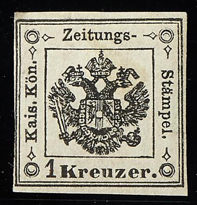 Zeitungsstempelmark Lombardei * - 1858 1 Kreuzer schwarz, - Francobolli