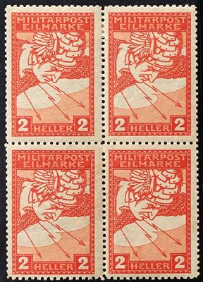 Bosnien **/* - 1916 Eilmarke 2 Heller rotorange in Mischzähnung L 11 1/2 : 12 1/2 im Viererblock, - Briefmarken