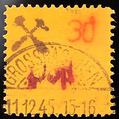 Deutschland gestempelt- 1945 Lokalausgabe Großräschen: Freimarke mit Hanstempel und roter Tinte "30", - Stamps