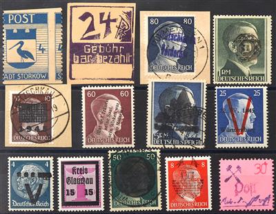 Deutschland **/*/gestempelt/Briefstück - 1945/46 Sammlung Lokalausgaben und Sowjetische Zone mit vielen interessanten Ausgaben, - Stamps
