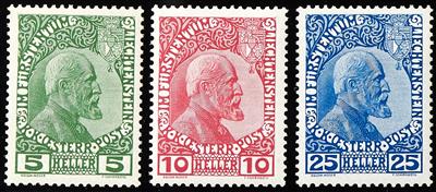 Liechtenstein ** - 1912 Freimarken gestrichenes Papier Serie komplett, - Stamps
