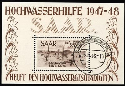 Saarland gestempelt- 1948 Hochwasser Block 2 Type VIII mit OT-Stempel von Saarbrücken, - Francobolli