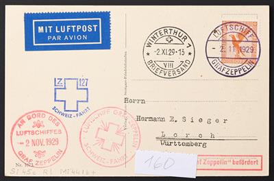 Zepp Poststück - 1929 Spanienfahrt: Fotokarte Abwurf Basel, - Stamps
