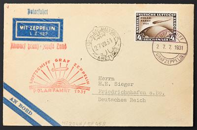 Zepp Poststück - 1931 Polarfahrt Brief mit 4 RM Zeppelinmarke über "Malyguin"nach Friedrichshafen, - Briefmarken