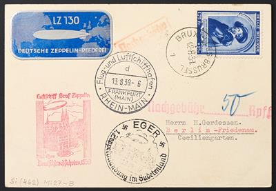 Zepp Poststück - Belgien: LZ 130,5 Belege Deutschlandfahrten nach Sudetenland, - Briefmarken