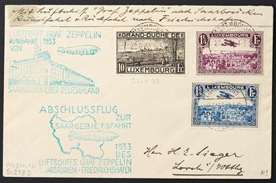 Zepp Poststück - Luxemburg: 1933 Saargebietsfahrt,äusserst - Známky