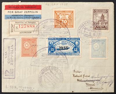 Zepp Poststück - Uruguay: 1935 4 schöne - Briefmarken