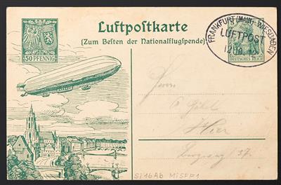 ZEPP Zeppelin Pioniere Poststück - 1912 "Zeppelin" über Frankfurt und "Doppeldecker" über dem Rheingau, - Francobolli