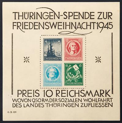 Deutschland ** - 1945 Sowjetische Zone/ Thüringen: Weihnachtsblock mit 2 verschobenen Marken, - Briefmarken