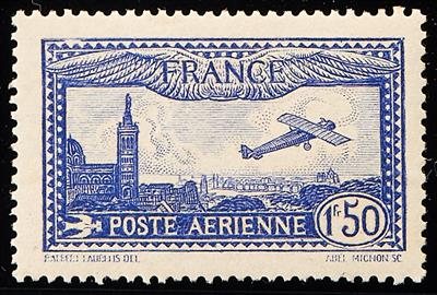 Frankreich **/gestempelt/Poststück - 1930 Flugpostmarke 1,50 lebhaftultramarin postfrisch, - Francobolli