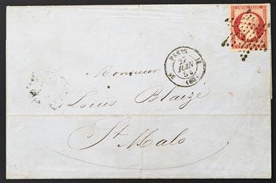 Frankreich Poststück - 1854 Freimarke 1 Francs karmin Napoleon als Einzelfrankatur auf Brief, - Francobolli