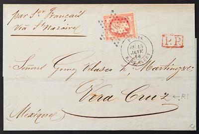 Frankreich Poststück - 1868/72 "Laure" 8 Briefe nach Madrid, - Francobolli