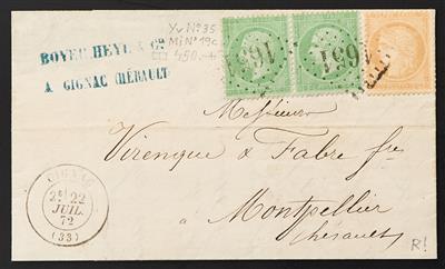 Frankreich Poststück - 1872/75 "Siege - Briefmarken