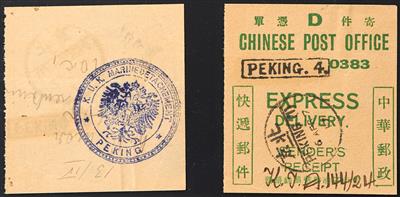 Poststück - 2 chinesische Express - Abschnitte, - Stamps
