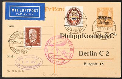 Poststück - Deutsches Reich-Luftschiff LZ127 Graf Zeppelin ORIENTFAHRT 1929 - Privat-Postkarte (PP4), - Známky