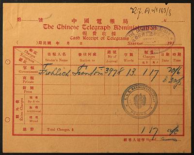 Poststück - Rechnung der "Chinese Telegraph Administration" - Briefmarken