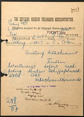Poststück - Telegramm der "Imperial Chinese Telegraph Administration" - Stamps