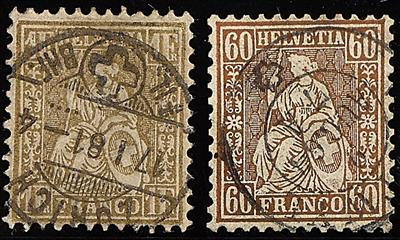 gestempelt- Schweiz Ausgabe 1862 Nr. 20/22/28 teils mehrfach, - Stamps