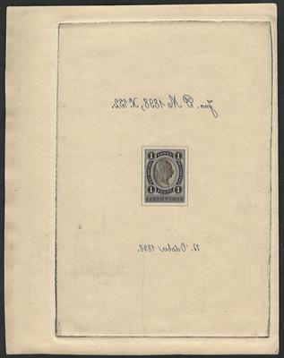 (*) - Österr. 1898 - Erstabzug des Wertes 1 Kronen in Schwarz auf Karton, - Stamps