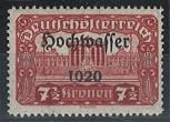 (*) - Österr. 1920 Hochwasser 7 1/2 K mit rarer Druckzufälligkeit 1020, - Francobolli