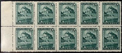 ** - Österr. 1945 - 10 g Hochosterwitz in Randzehnerblock auf dünnem Papier, - Stamps