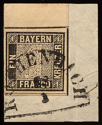 Briefstück - Bayern Nr. 1Ib tiefschwarz - Briefmarken