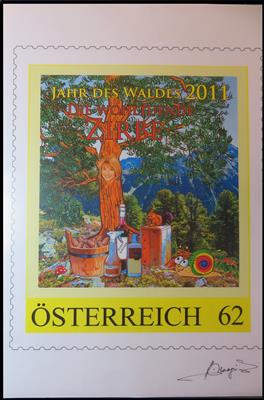 Österr. Entwürfe zum Jahr des Waldes 2011 im Format ca. 32/27 cm (Zirbe, - Francobolli