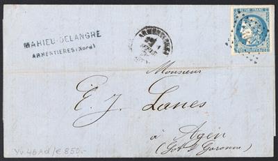 Poststück/Briefstück - Frankreich Yv. Nr. 45 REP 1 + 46 REP 2 als seltene Kombination auf Faltbriefteil, - Známky