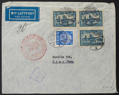 Poststück - D. Flugpost 1935/1939 nach Südamerika, - Známky