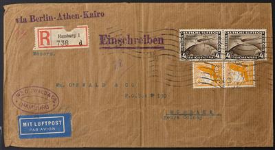 Poststück - D.Reich Nr. 498 (2) + Zufrankatur auf Luftpostbrief von hamburg über Brindisi nach Mombasa in Kenya, - Stamps