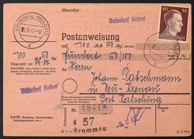 Poststück - Mühlviertel gegen Kriegsende, - Briefmarken