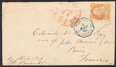 Poststück - USA Nr. 20 auf Faltbrief von Philadelphia per franz. Schiffspost nach Marseille, - Stamps