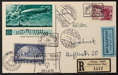 Poststück - WIPA Faser auf Reko (Künstlerhaus) - Flugpostkarte nach Innsbruck, - Stamps