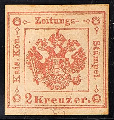 * - Lombardei Ztgsstplm. Nr. 2 - vollrandiges prägefrisches Prachtdtk. m. vollem org. G., - Briefmarken