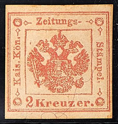 * - Lombardei Ztgsstplm. Nr. 2 - vollrandiges prägefrisches Prachtdtk. m. vollem org. G., - Stamps