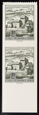 ** - Österr. Nr. 1261Udr + 1261U im senkrechten Paar vom Bogenunterrand, - Briefmarken