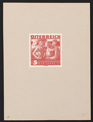 (*) - Österr. Nr. 587P (5S aus Trachten I als Farbprobe) in KARMINROT, - Briefmarken