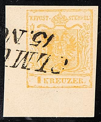 gestempelt - Österr. Nr. 1M Ib Platte A ockergelb, - Stamps