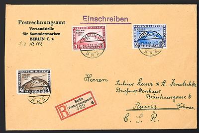 Poststück - D.Reich Nr. 456/58 (POLARFAHRT) auf rekommandiertem Satzbrief ab Berlin - Postrechnungsamt nach Aussig, - Francobolli