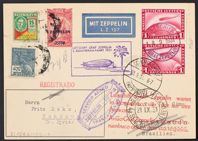 Poststück - Partie Zeppelinfahrt 1931, - Francobolli