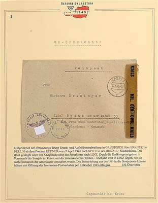 Poststück - Spezialsammlung Berlin-Belege in der Endkriegsphase 1945 in den Rückzugsraum Ostmark incl. Dokumentarmaterial, - Stamps