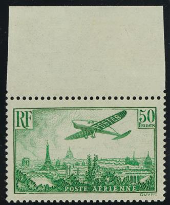 ** - Frankreich Flug Nr. 311 a(gelbgrün) Oberrandstück, - Stamps