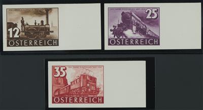 ** - Österr. "100 Jahre Eisenbahn" (ANK Nr. 646/48 U) postfr. rechte ungezähnte Prachtrandstücke, - Známky