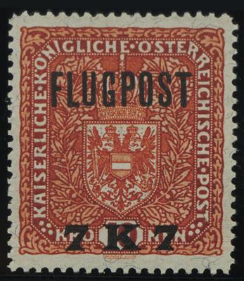 ** - Österr. 1918 - Flgp.   ANK. Nr. (2) - 7 K auf 10 K rotbraun (nicht verausg. gezähnt), - Stamps