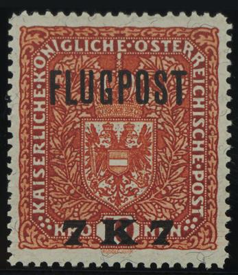 ** - Österr. 1918 - Flgp.   ANK. Nr. (2) - 7 K auf 10 K rotbraun (nicht verausg. gezähnt), - Francobolli