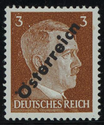 ** - Österr. 1945 - I. Wr. Aushilfsausgabe 3 Pfg. (ANK Nr. (8)) mit Plattenfehler "kurzes r, - Stamps