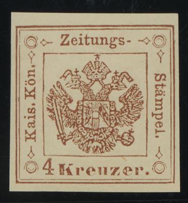 ** - Österr. Neudruck 1873 der Zeitungsstempelm. Nr. 4 postfr. Prachtstück, - Známky